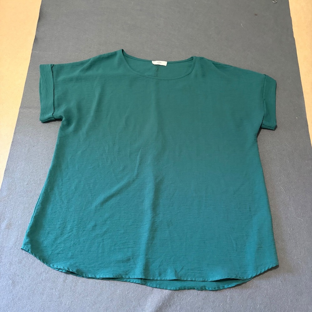 Entro Blouse Women XL Green Relaxed Layer Fall Core Business Casual Plus Loose